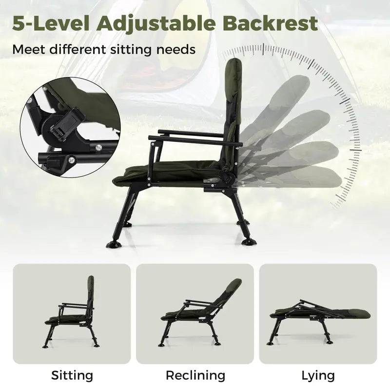 All-Terrain High-Back Camping Chair with Padded Support and Rugged Frame