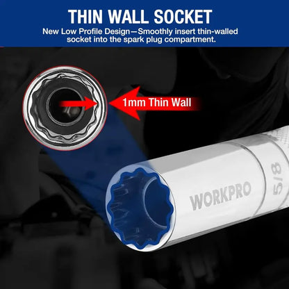 WORKPRO 7-Piece Magnetic Swivel Spark Plug Socket Set