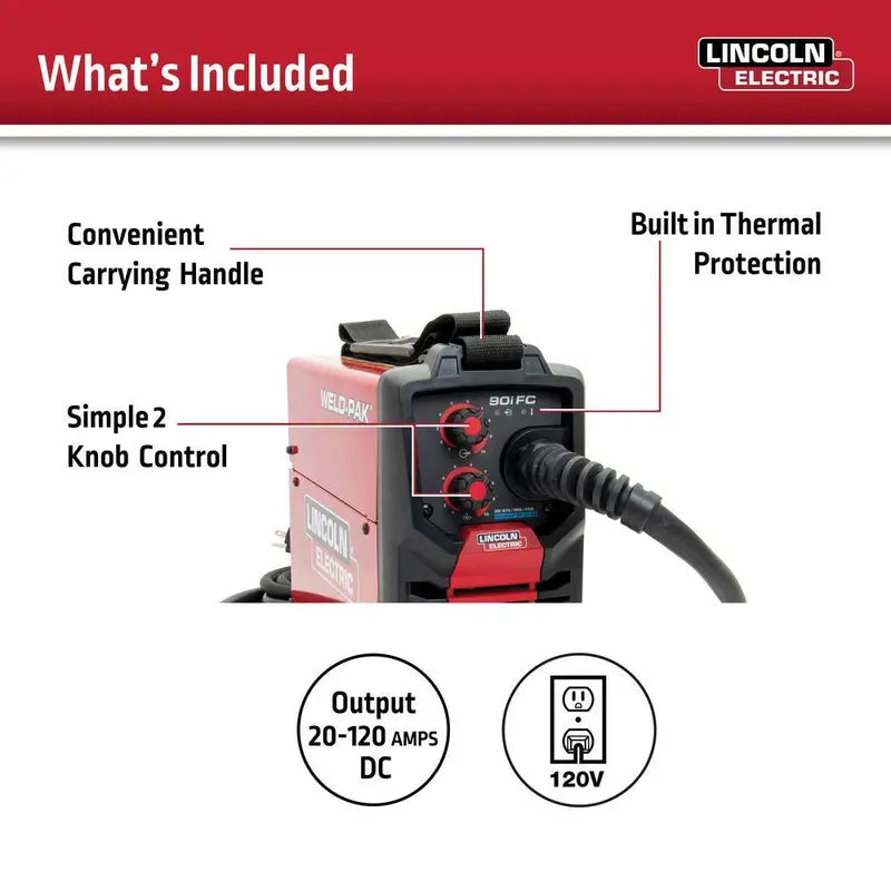 Lincoln Electric Weld-Pak 90i FC Flux-Cored Wire Feed Welder  No-Gas Setup (Model K5255-1)