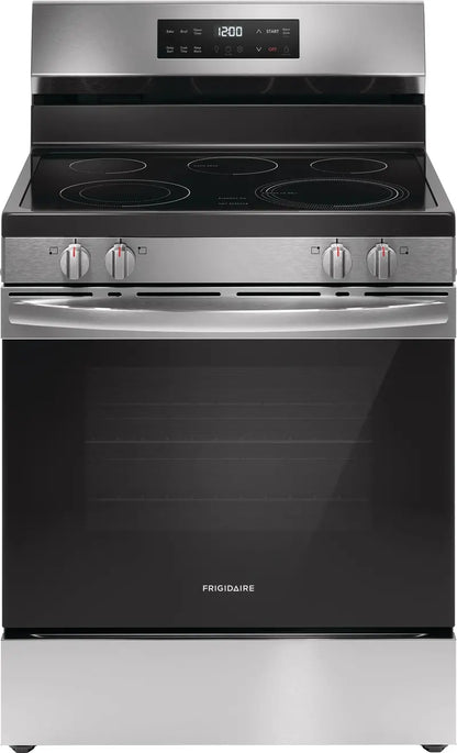 Frigidaire 30-Inch Freestanding Electric Range  5-Burner Glass Top, 5.3 Cu. Ft. Oven, Steam Clean, Stainless Steel