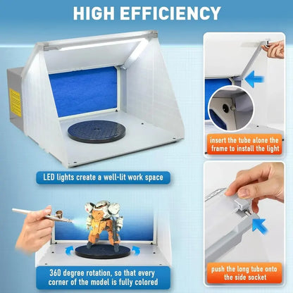 Autolock Spray Booth Kit  LED-Illuminated Enclosure with Filtration System for Model Building & Craft Projects