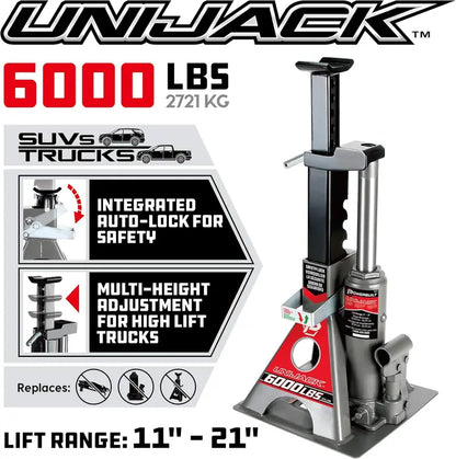 Powerbuilt 3 Ton Unijack & Stand Combo, 6000 Lb Capacity, Heavy Duty Wide Base Lift