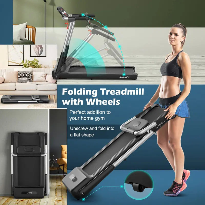 2.25 HP Compact Folding Treadmill  Superfit Model with LED Display & Smart App Control