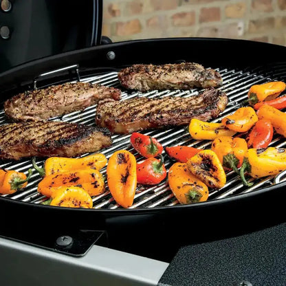 22-Inch Black Charcoal Grill with Built-In Thermometer and Integrated Storage Rack