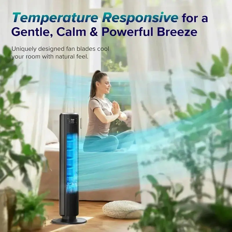LEVOIT Tower Fan for Bedrooms  Ultra-Quiet 28dB Standing Fan with Remote & 12-Hour Timer