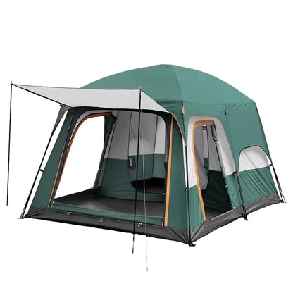 KFeng 12-Person 2-Room Camping Tent  Brown Heavy-Duty Outdoor Shelter with Mesh Ventilation