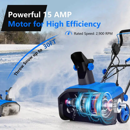 120V Electric Snow Thrower with 180° Rotating Chute and Foldable Handle