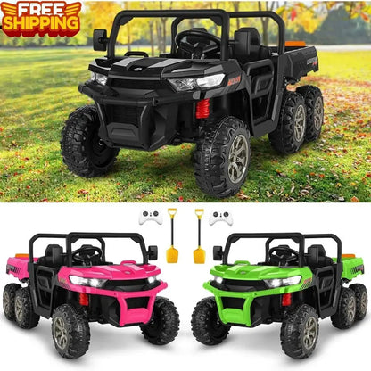 24V 6-Wheel UTV Ride-On Toy  4WD Power with Functional Dump Bed