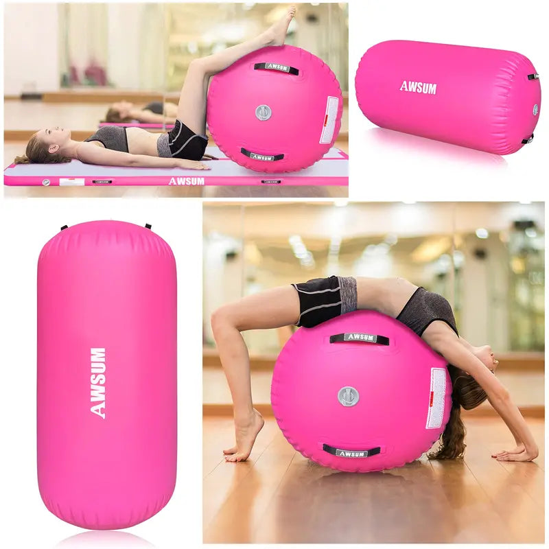 AWSUM Inflatable Gymnastics Mat  10/13/16 ft Tumble Track, 4″ Thick Air Roller with Built-in Pump for Home or Gym Training