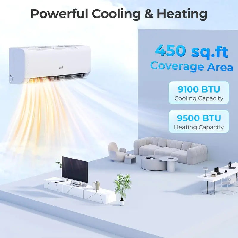 12,000 BTU Wall-Mounted Mini-Split AC/Heater  20 SEER, 115V Inverter System for Up to 750 Sq Ft