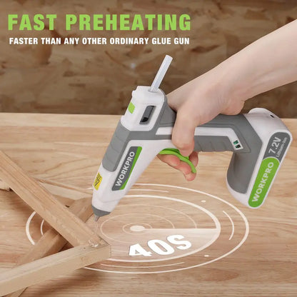 WORKPRO 7.2V Cordless Hot Melt Glue Gun  Compact Pink Ribbon Edition