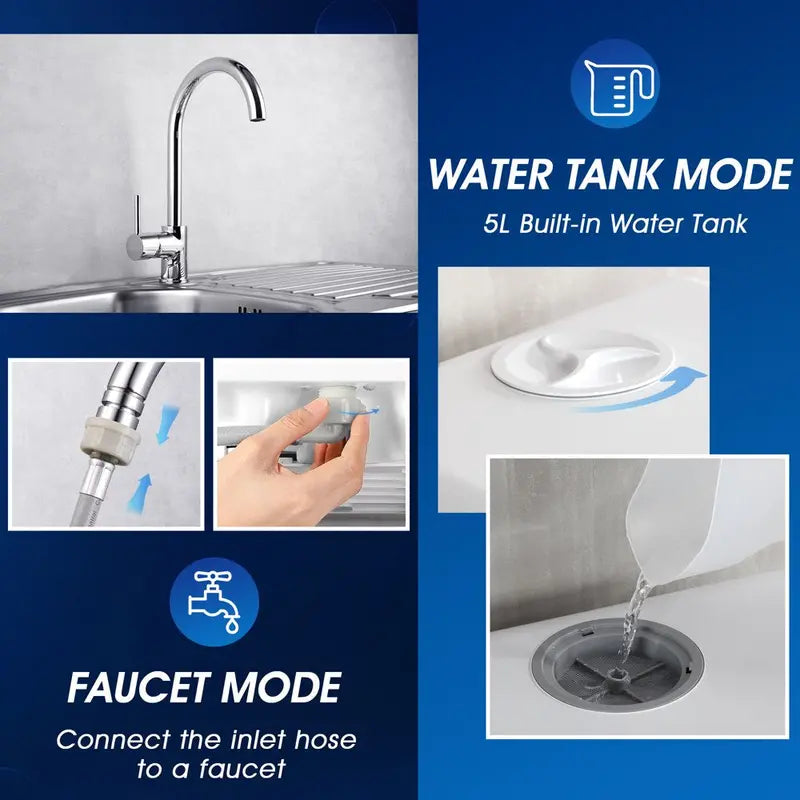5-Liter Portable Countertop Dishwasher  5 Wash Programs, Built-In Tank, Air-Dry Function