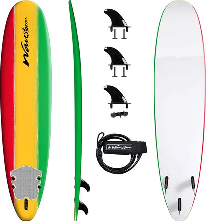 Classic Soft-Top Foam Surfboard  8-Foot Beginner-Friendly Board