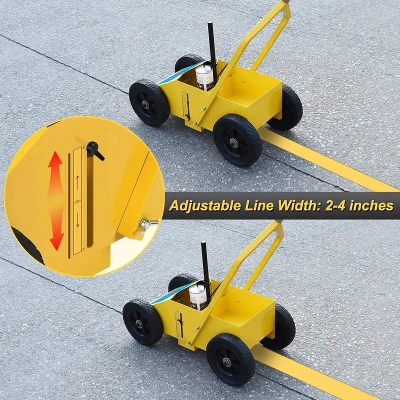 Heavy Duty Yellow Striping Line Marking Machine for Parking Lots & Sports Fields  Adjustable Width, Stable Rubber Wheels
