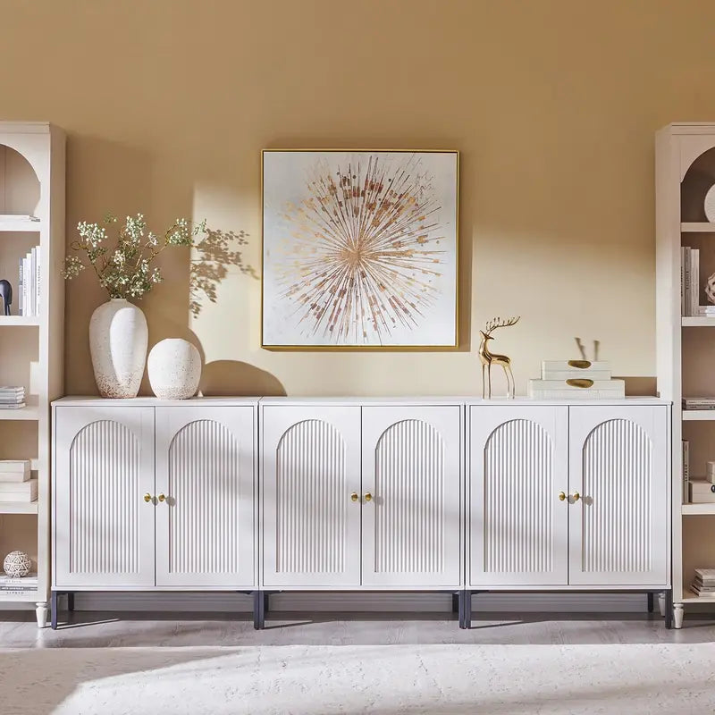 IFGET Fluted Arched Sideboard  92.6-Inch Wide Modern Farmhouse Buffet Cabinet