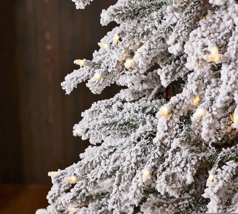 Balsam Hill Flocked Snow Pine Christmas Tree  Pre-Lit Hinged PVC/PVE Artificial Tree, 6 ft or 7.5 ft