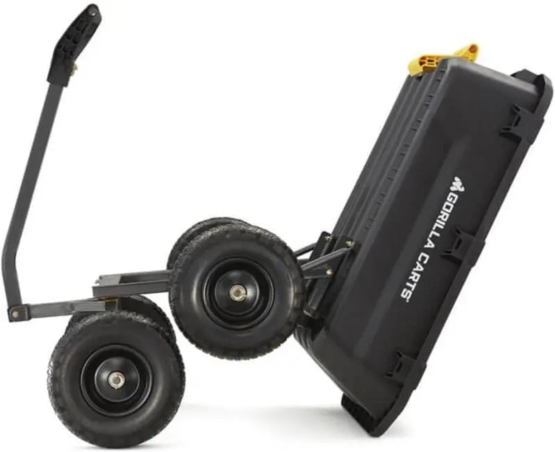 7-Cubic-Foot Heavy-Duty Poly Dump Cart  No-Flat Tires, 1200-Lb Capacity, Black