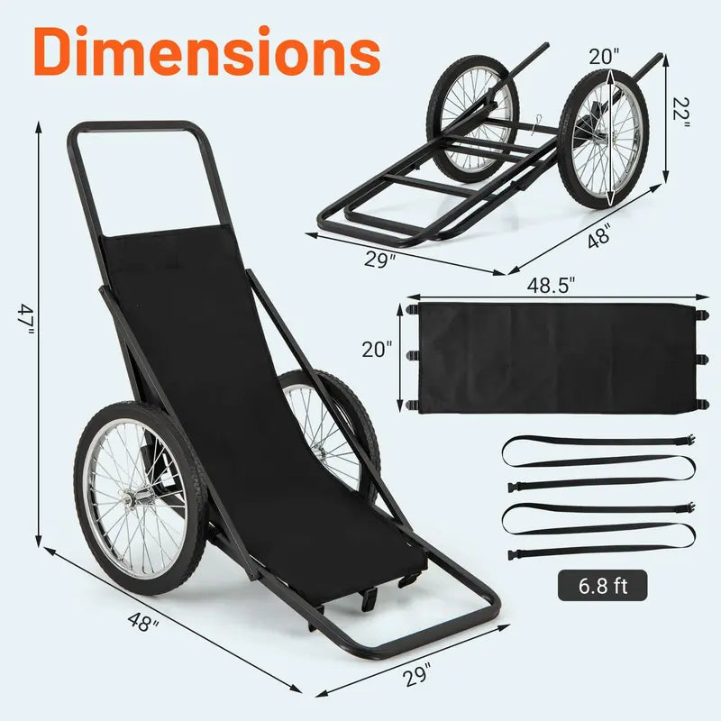 Heavy-Duty Folding Deer Hauler Cart — 550-LB Capacity, Polyester Liner & All-Terrain Rubber Wheels