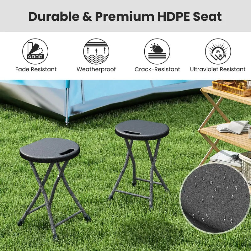 Collapsible Round Folding Stool with Carry Handle — Ideal for Fishing, Hiking & Gardening
