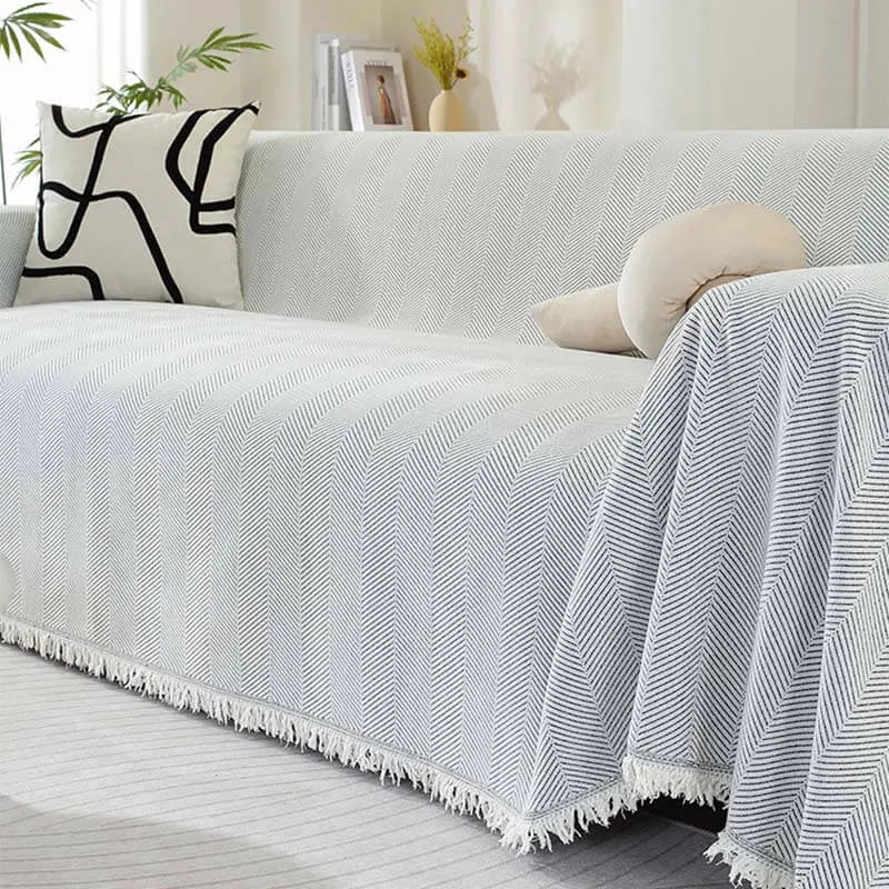 Decorative Sofa Throw Blanket  Patterned Design with Boho Tassel Trim