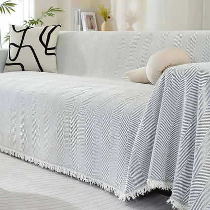 Decorative Sofa Throw Blanket  Patterned Design with Boho Tassel Trim