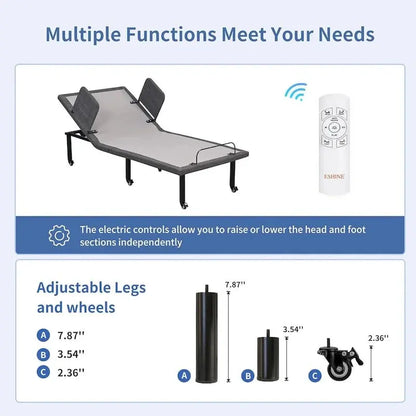 Adjustable Power Base Bed Frame  Hospital-Style Platform with Wireless Remote (Mattress Optional)