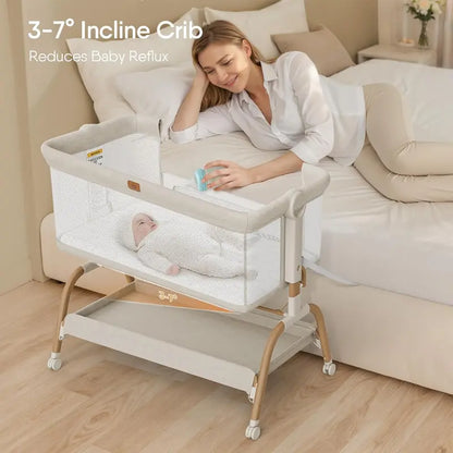 BabyBond Bedside Bassinet Crib  Includes Mattress & Breathable Sheet