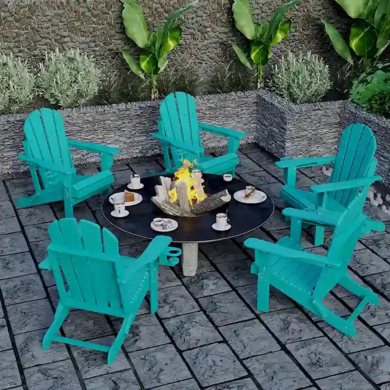 All-Terrain Folding Adirondack Patio Chair with Integrated Cup Holder  Outdoor Leisure Seat