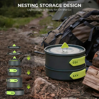 Lightweight 4-Piece Aluminum Camp Cookware Kit for Small Groups