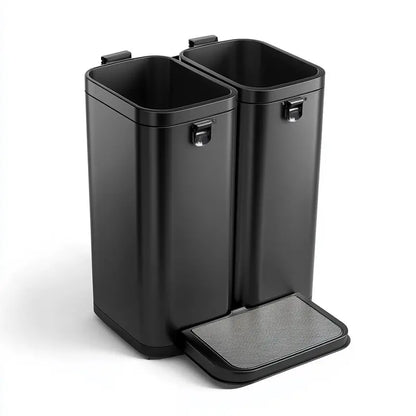 Hikmfg 60-Liter Dual-Section Recycling Bin for Home or Office