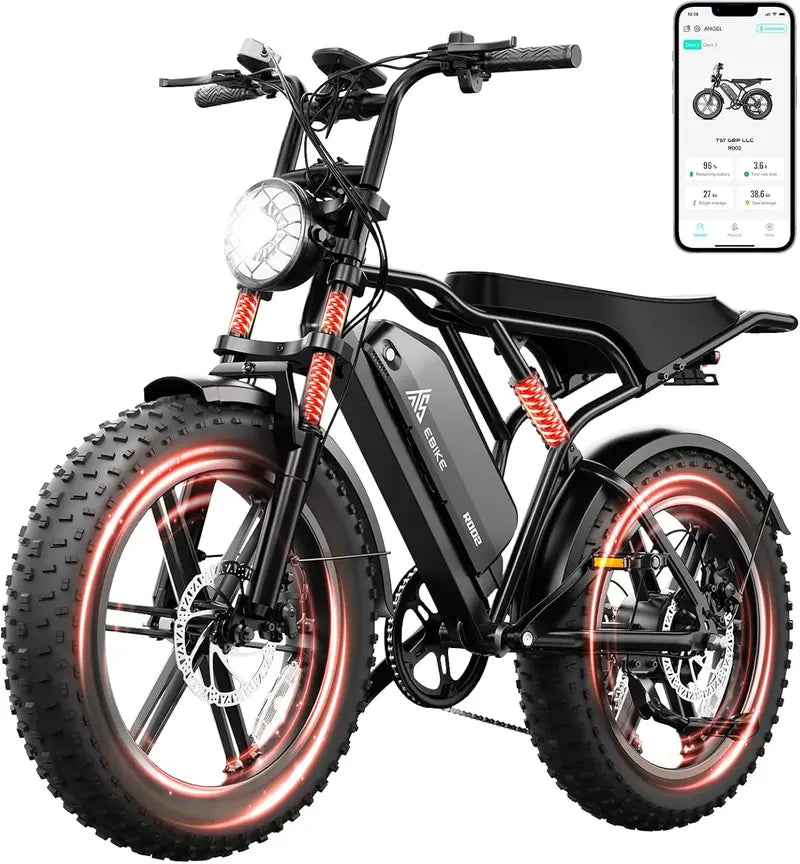 1500W All-Terrain Fat-Tire Electric Bike  20″ Wheels, 60-Mile Range, 28 MPH Top Speed