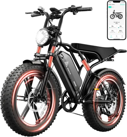 1500W All-Terrain Fat-Tire Electric Bike  20″ Wheels, 60-Mile Range, 28 MPH Top Speed