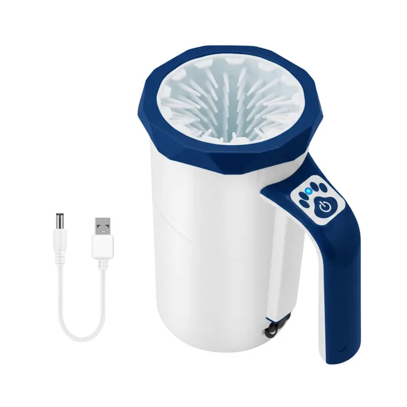 Cordless Paw Cleaner with Rotating Silicone Brush Head and Portable Cup Design