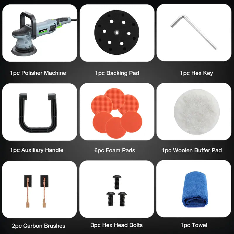 WORKPRO 6-Inch 1080W Dual-Action Buffer Polisher Kit