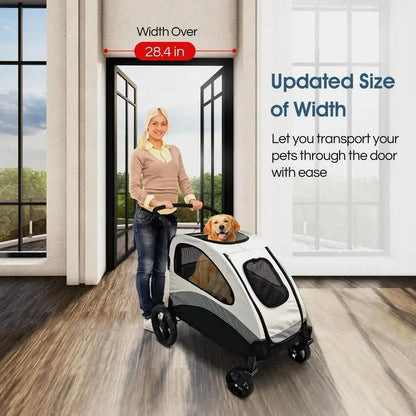 Heavy-Duty Foldable Pet Stroller  Dual-Dog or Multi-Pet Jogger Wagon with 4 All-Terrain Wheels