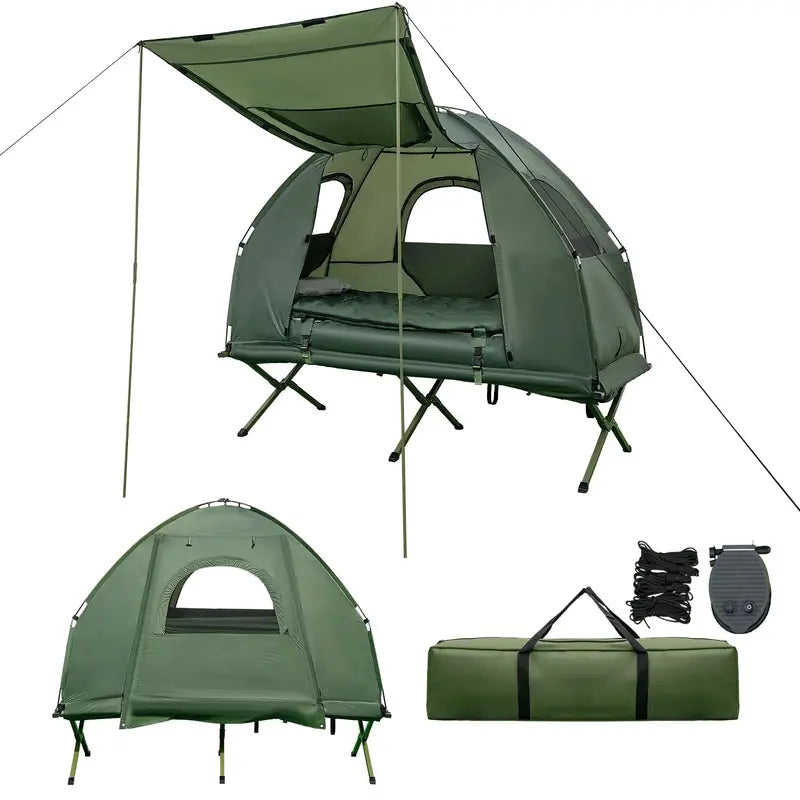 5-in-1 Camping Cot System  Includes Air Mattress, Pillow, Sleeping Bag & Carry Bag
