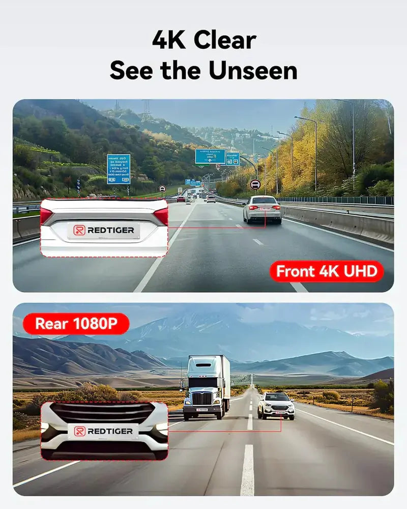 4K Front + 2.5K Rear Dual Dash Cam with Wi-Fi, GPS, and Preloaded 32GB Memory Card