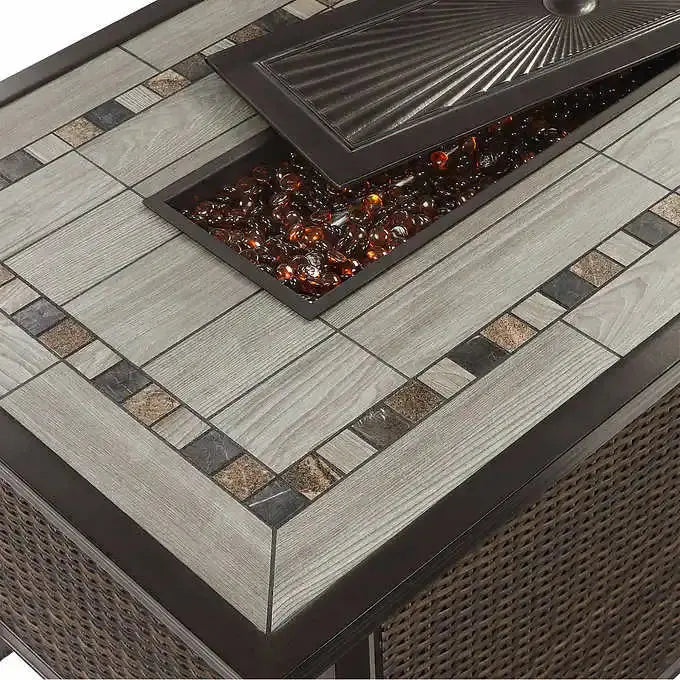 Agio 5-Piece Outdoor Fire Pit Seating Set  All-Weather Wicker Conversation Group