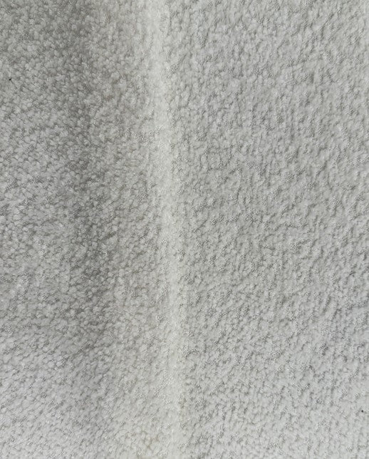 Pouf laine boucl e blanche & bois Cam lia