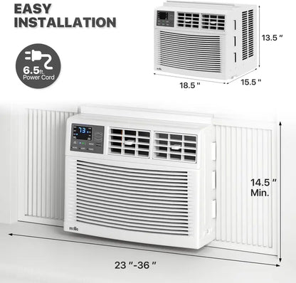 Mollie 8000 BTU Window AC, Remote, Washable Filter, Dehumidifier, 350 Sq. Ft., 115V, White