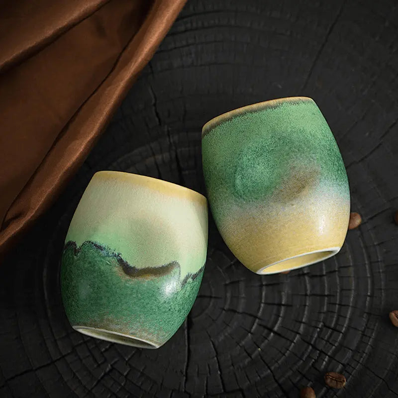 Zonema Natural-Glaze Ceramic Espresso Mug  Handcrafted Matte Finish