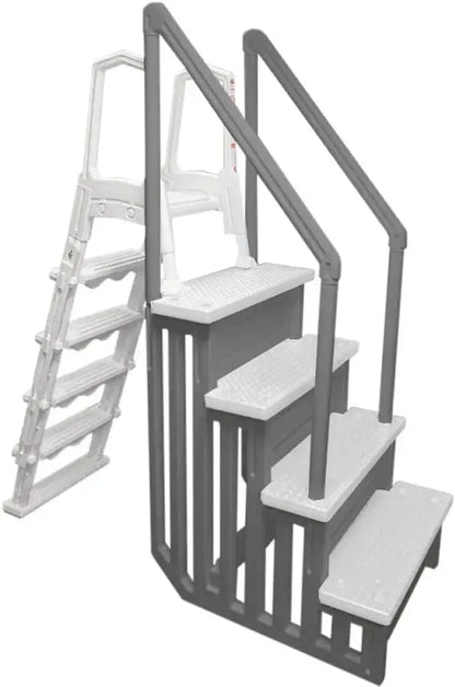 Select Anti-Slip In-Pool Steps  Gray Safety Stairs for Above-Ground Pools (4854 in Height)