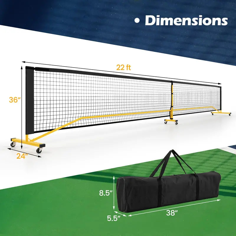 22-Foot Regulation Pickleball Net System  Powder-Coated Steel Frame with Adjustable Height and Weather-Resistant Net