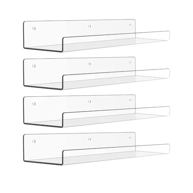 15-Inch Acrylic Floating Wall Shelves  Modern Bathroom Organizer Set