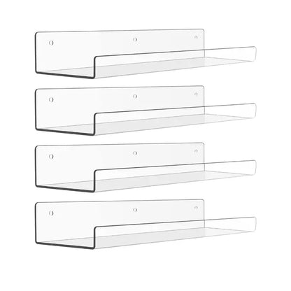 15-Inch Acrylic Floating Wall Shelves  Modern Bathroom Organizer Set