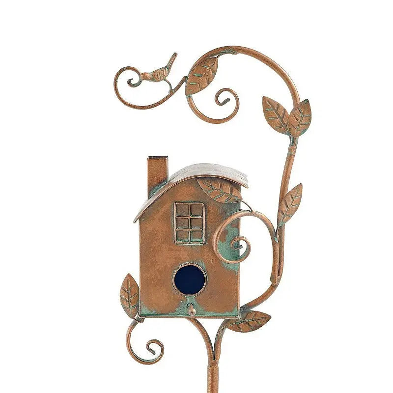 Decorative Birdhouse Garden Stakes  Rustic Lawn & Yard Accent Set