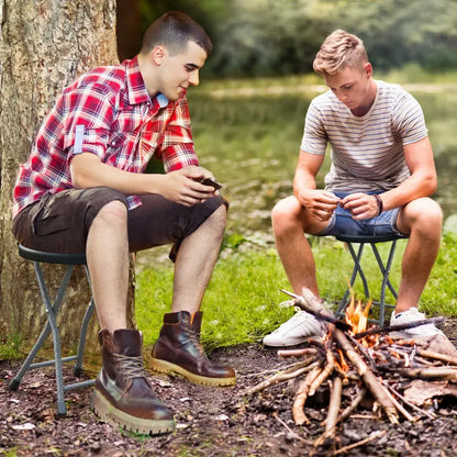 Collapsible Round Folding Stool with Carry Handle — Ideal for Fishing, Hiking & Gardening