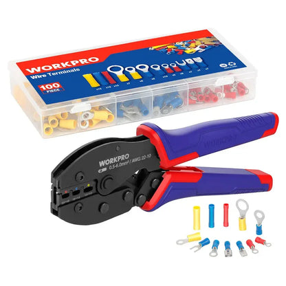 WORKPRO Crimping Tool Kit  100-Piece Terminal Connector Set for Electrical Repairs