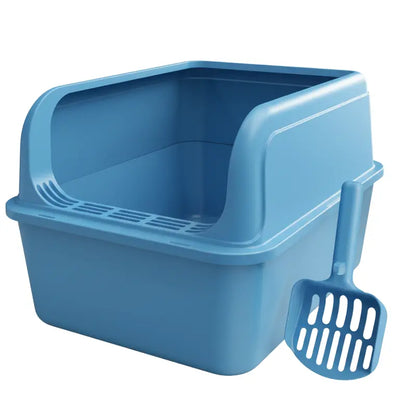High-Wall Litter Box with Rust-Resistant Stainless Pan and Ergonomic Scoop Included