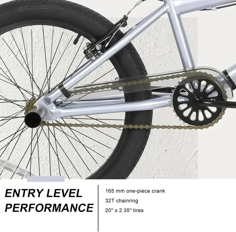 WEIZE 20-Inch BMX Bike  Durable Freestyle Stunt Bicycle for Kids and Adults, All-Terrain Ready